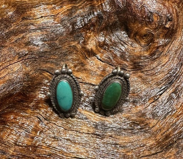 Oval Cabochon Turquoise Earrings