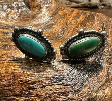 Oval Cabochon Turquoise Earrings