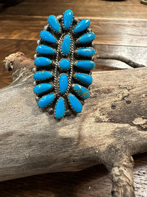 Oval Petit Point Turquoise Ring