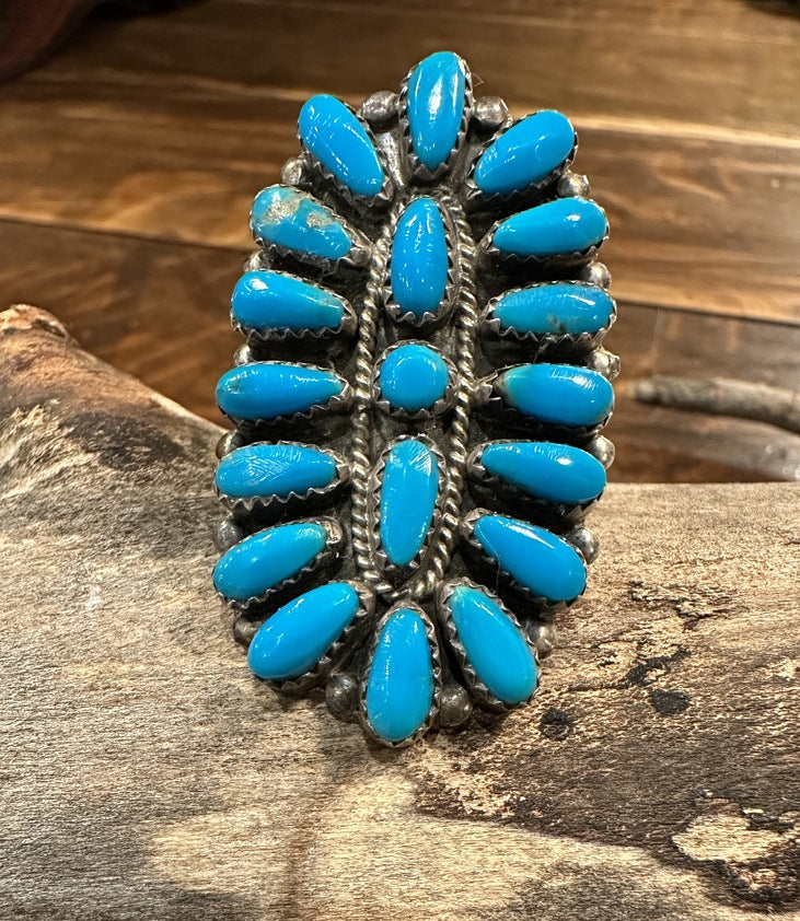 Oval Petit Point Turquoise Ring