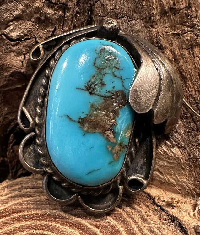 Oval Turquoise Matrix Floral Pendant