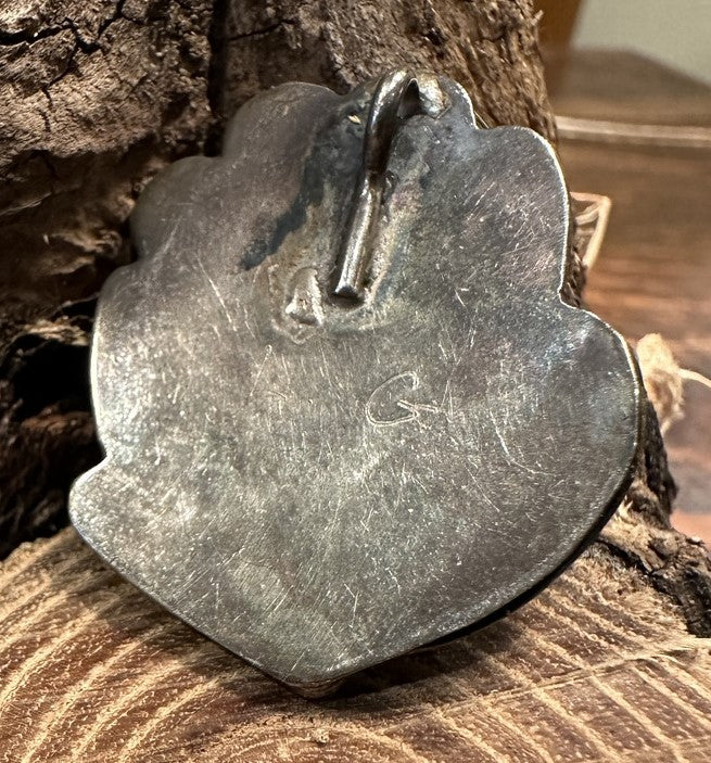 Oval Turquoise Matrix Floral Pendant