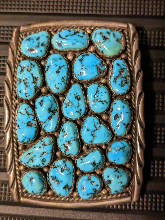 Native American Belt buckle, turquoise and Silver
