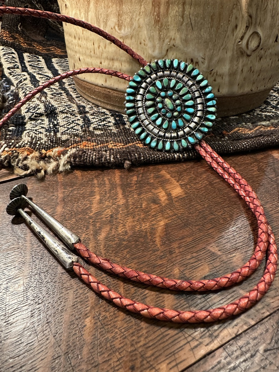 Petit Point Turquoise Bolo Tie