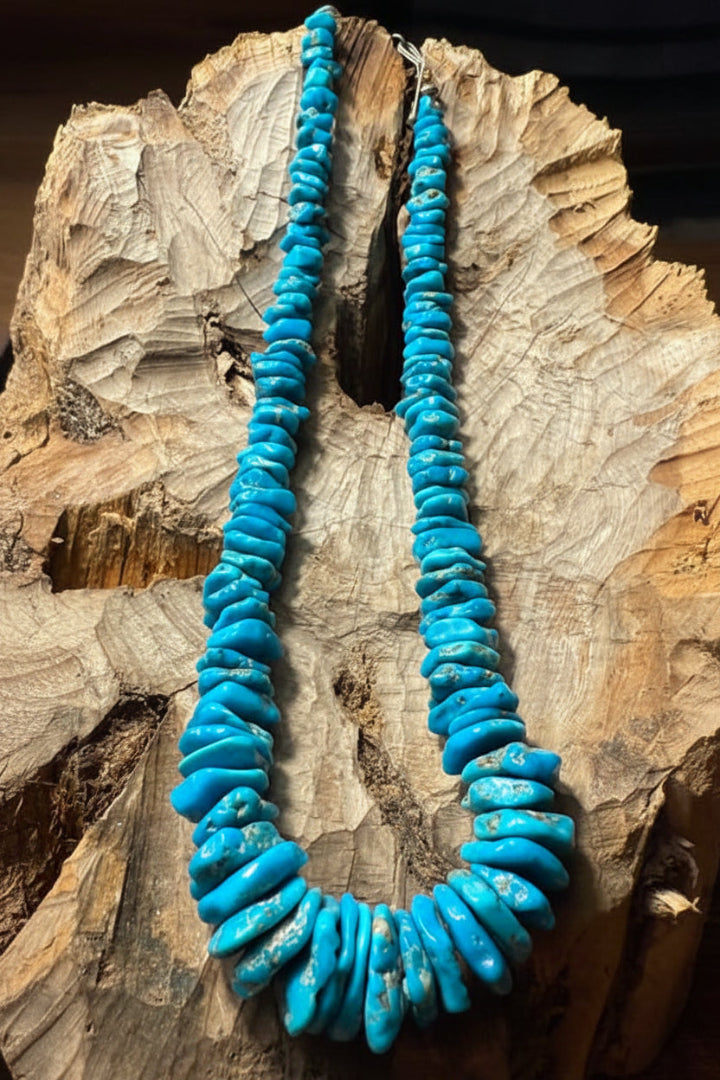 Polished Blue Gem Stone Necklace