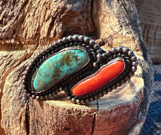 Radiating Rain Drop Turquoise Coral Ring