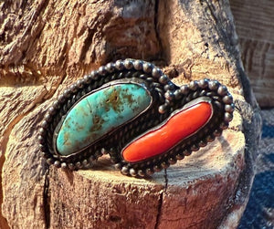 Radiating Rain Drop Turquoise Coral Ring