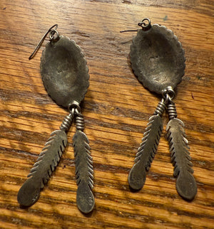Silver Concha Feather Earrings