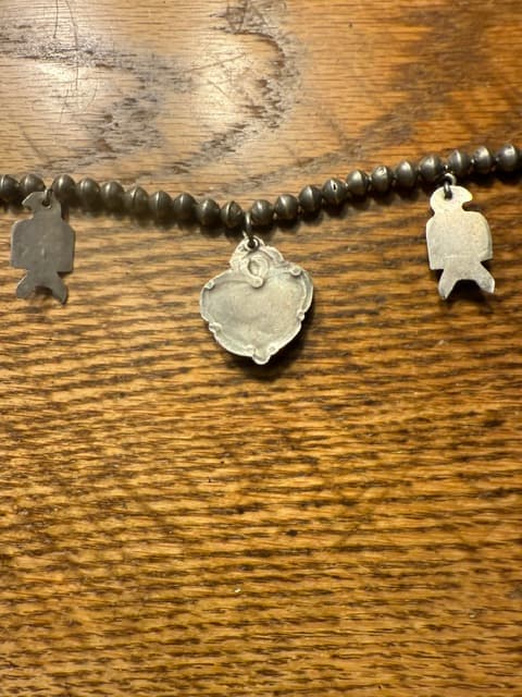Silver Thunderbird Turquoise Bead Necklace
