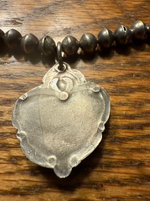 Silver Thunderbird Turquoise Bead Necklace