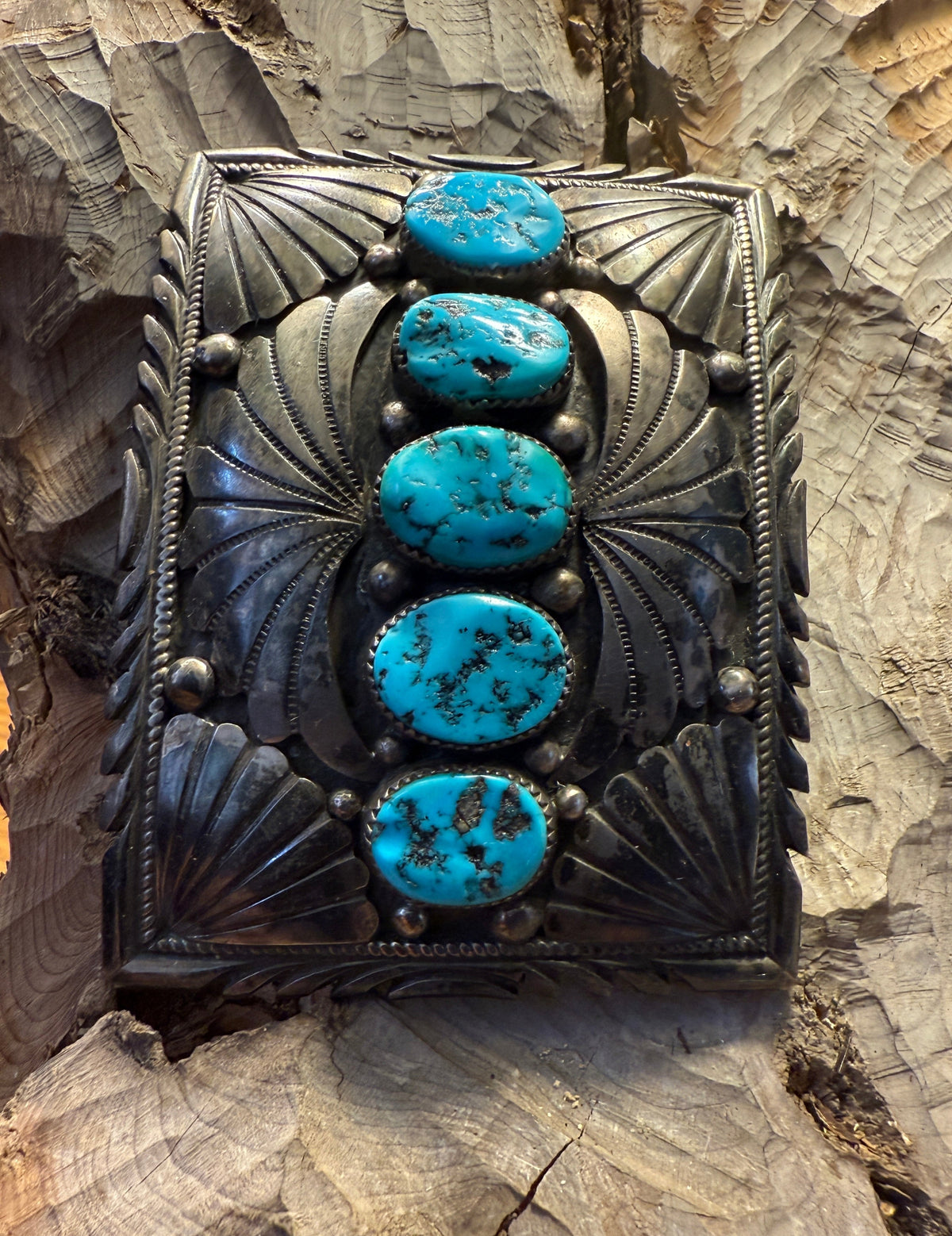Silver Turquoise Belt Buckle