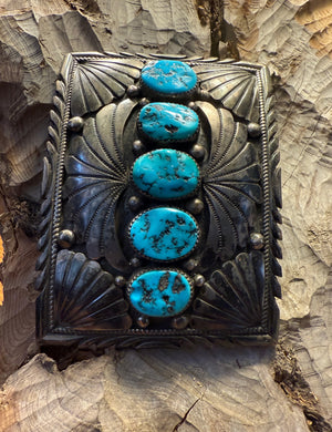 Silver Turquoise Belt Buckle