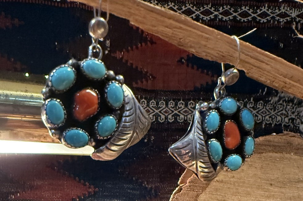 Sleeping Beauty Turquoise Coral Earrings