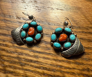 Sleeping Beauty Turquoise and Coral Earrings
