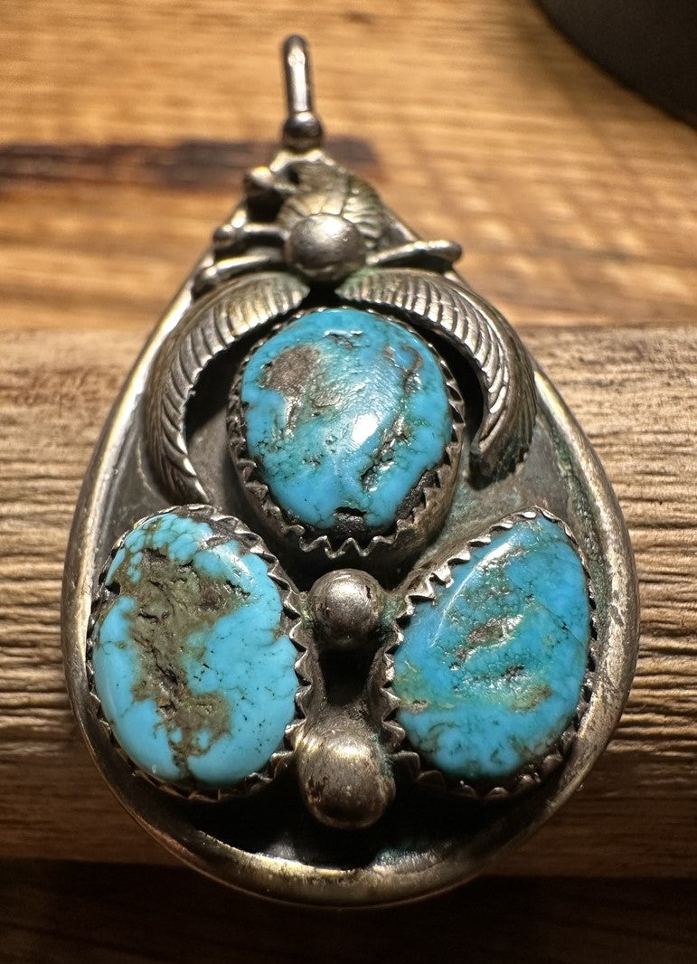 Small 3-Stone Turquoise Pendant
