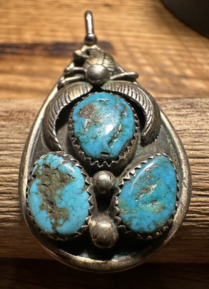 Small 3-Stone Turquoise Pendant