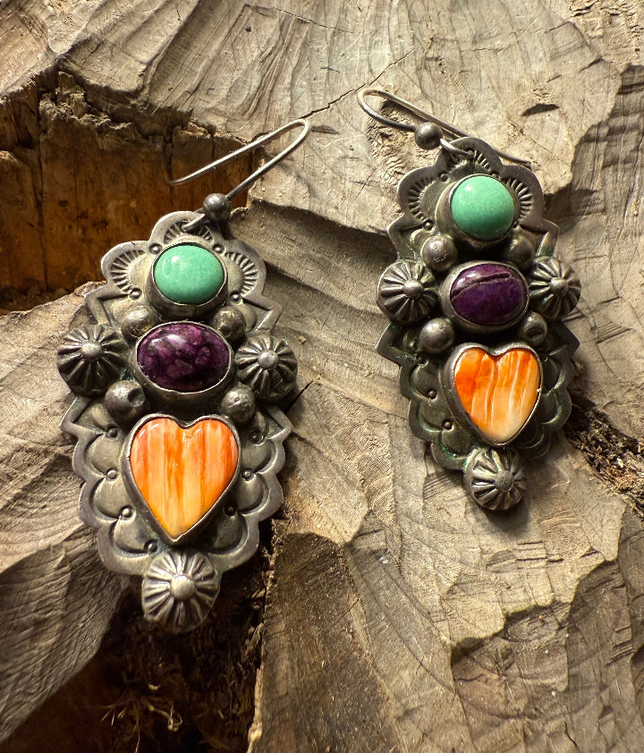 Spiny Oyster Heart Earrings