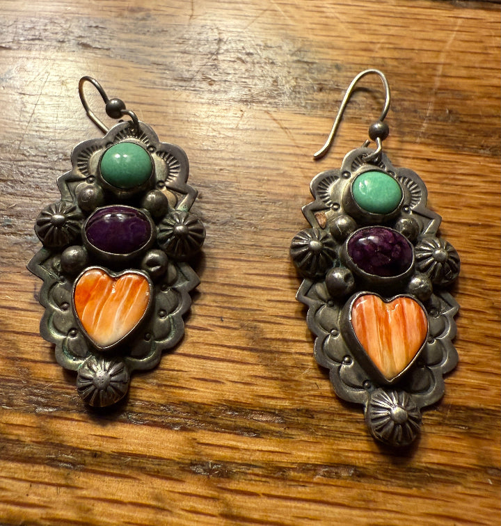 Spiny Oyster Heart Earrings