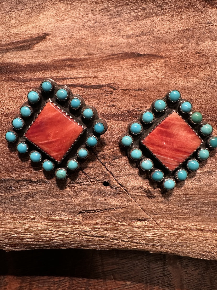 Spiny Oyster Turquoise Earrings