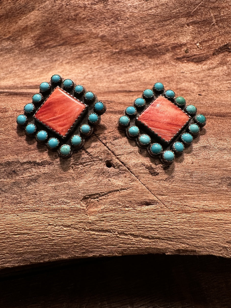 Spiny Oyster Turquoise Earrings