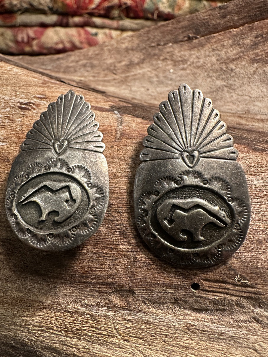Spirit Bear Silver Earrings