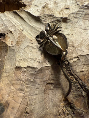 Sterling Cat Earring With Greenish Stone