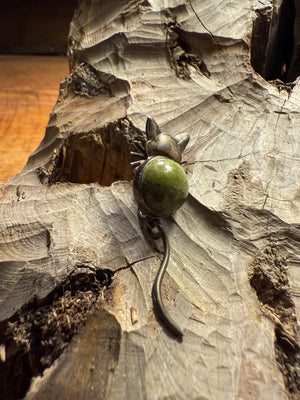Sterling Cat Earring With Greenish Stone