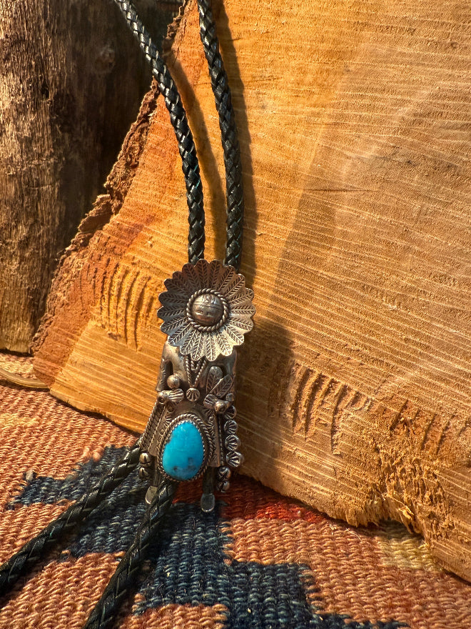T. Henderson Sterling Silver & Turquoise Bolo Tie