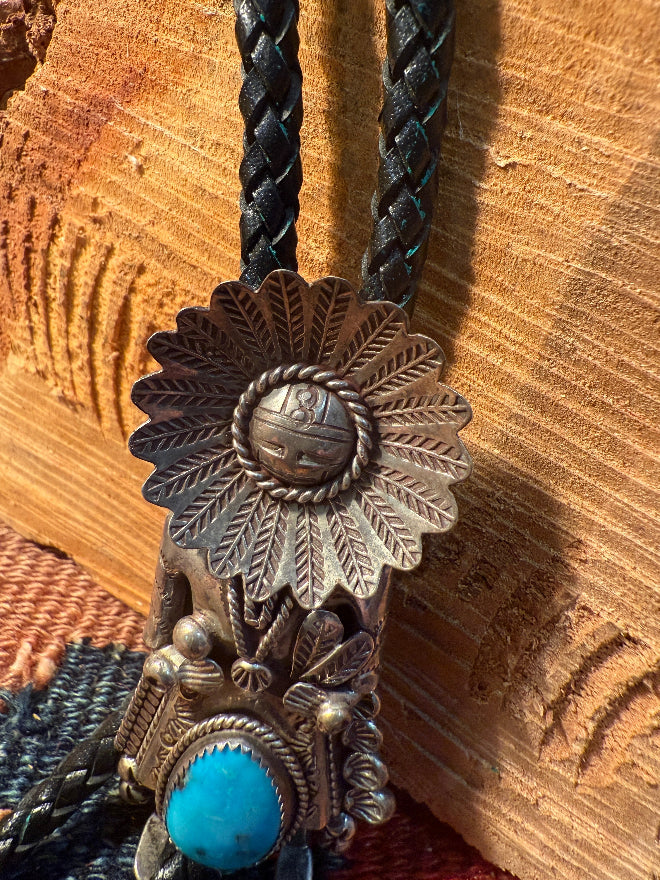 T. Henderson Sterling Silver & Turquoise Bolo Tie