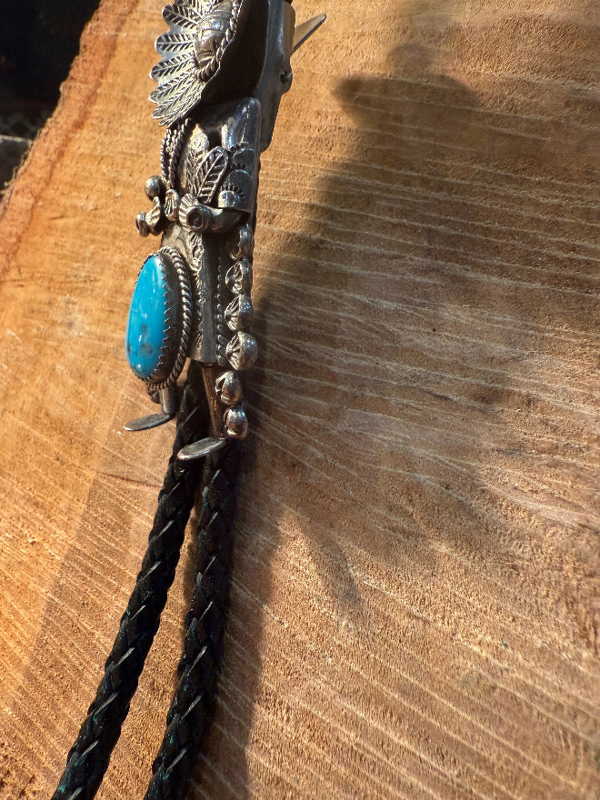 T. Henderson Sterling Silver & Turquoise Bolo Tie