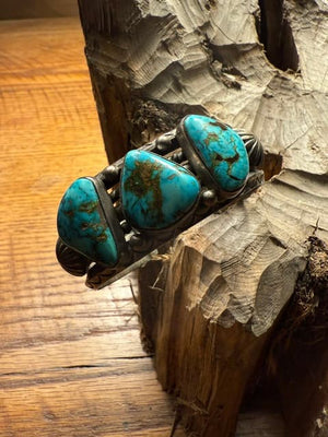 Three Stone Turquoise Cuff Bracelet