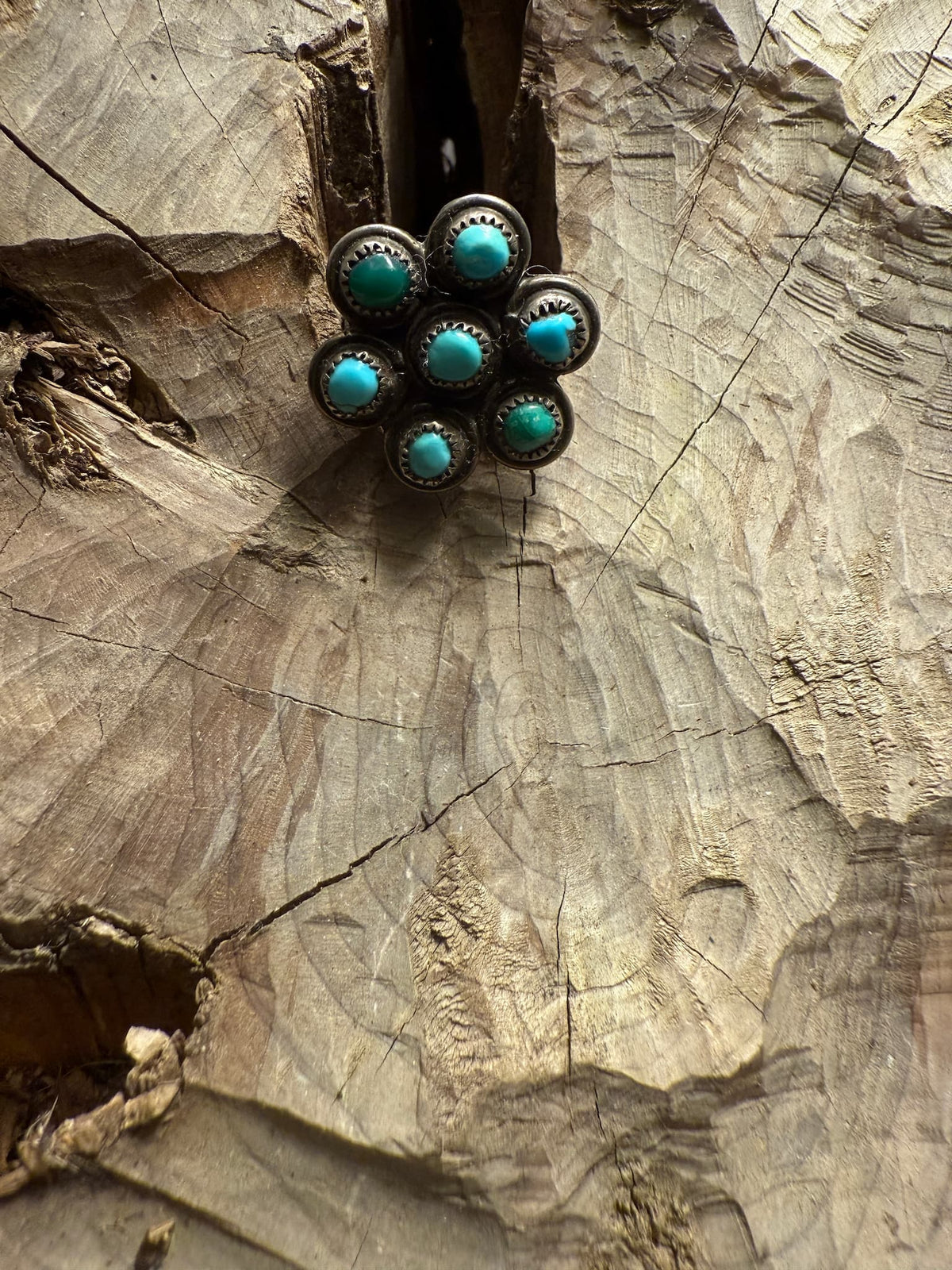 Turquoise 7 Stone Cluster Ring
