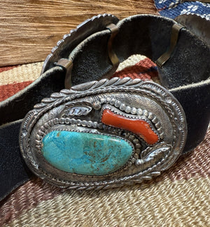Turquoise Coral Concho Belt 