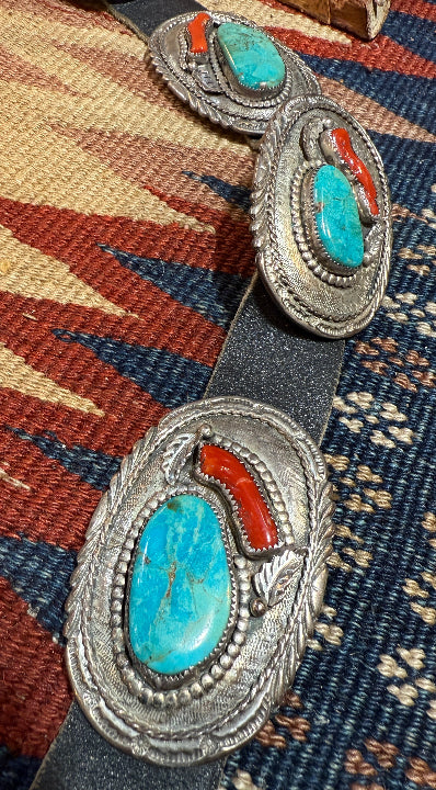 Turquoise Coral Concho Belt 