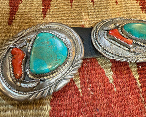 Turquoise Coral Concho Belt 