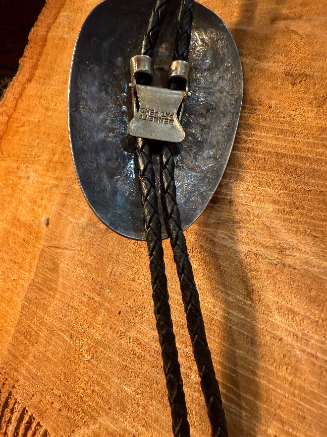 Turquoise & Coral Silver Bolo Tie