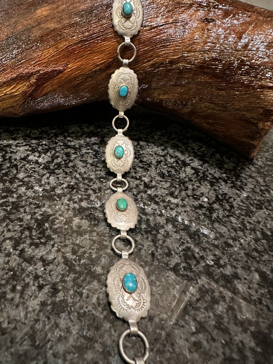 Turquoise Silver Concho Set