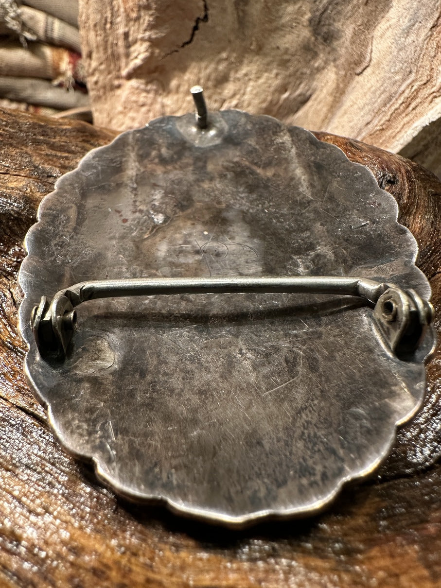 Turquoise and Coral Belt Buckle