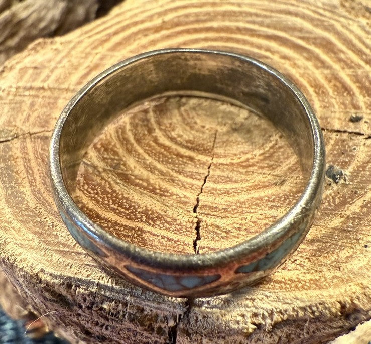 Turquoise and Coral Inlay Ring