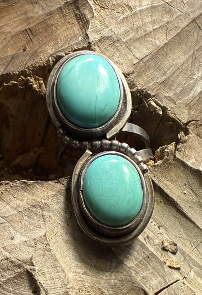 Two Stone Turquoise Ring