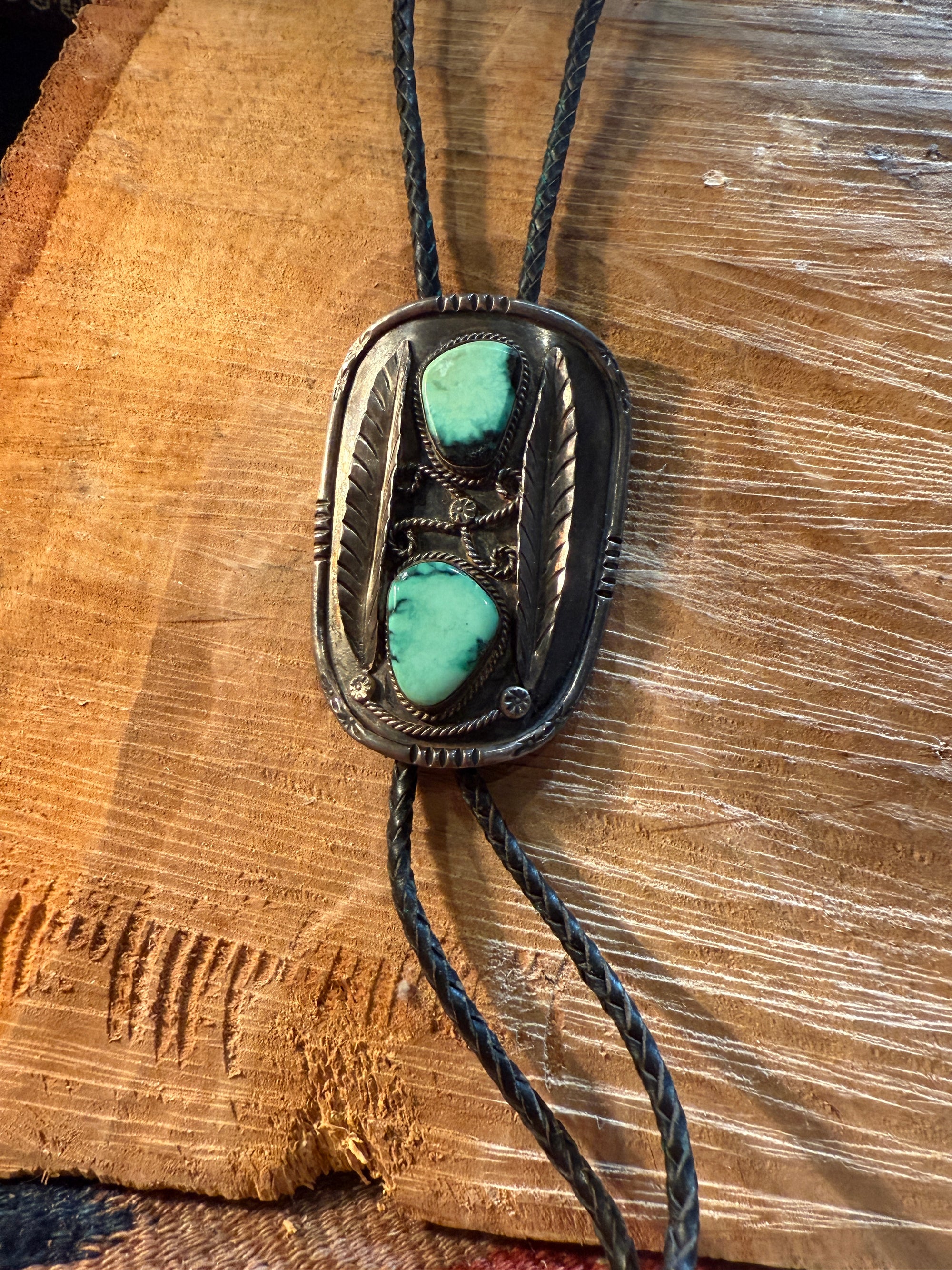 Two-stone Turquoise Bolo Tie