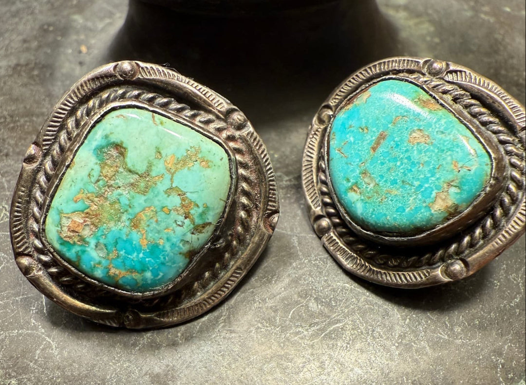Variegated Blue Turquoise Clip Back Earrings