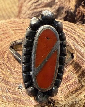 Vintage Inlayed Coral Ring