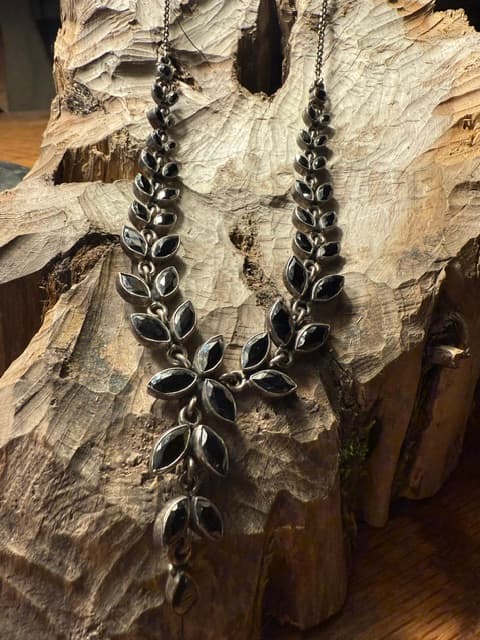 Vintage Leaf &amp; Vine Silver Art Deco Necklace