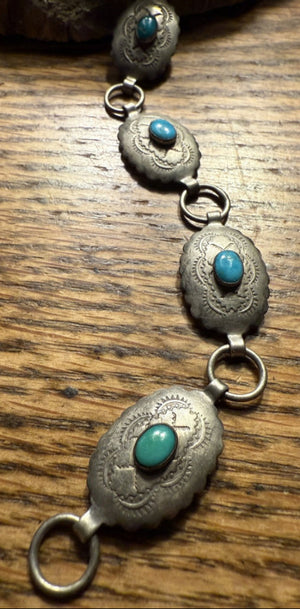 Vintage Silver Turquoise Hatband