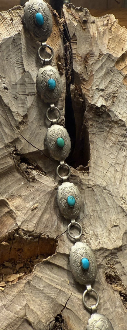 Vintage Silver Turquoise Hatband