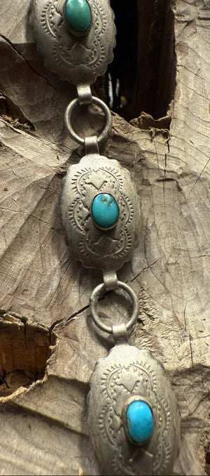 Vintage Silver Turquoise Hatband