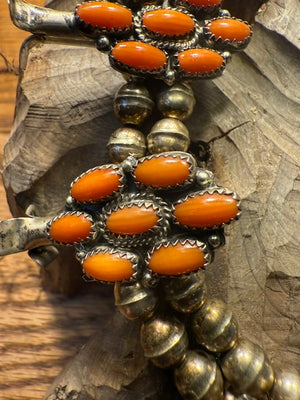 Vintage Spiny Oyster Squash Blossom Necklace