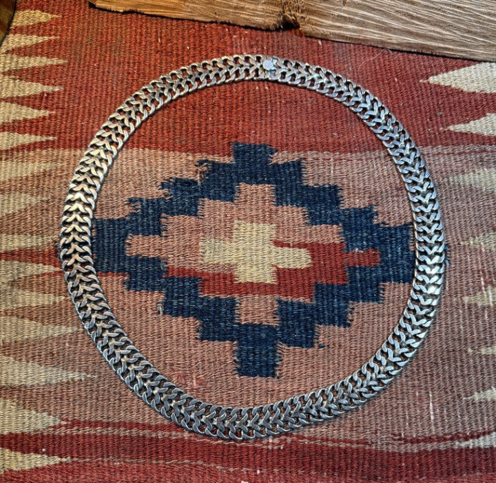 Woven Silver Jewelry Set with Necklace and Bracelet