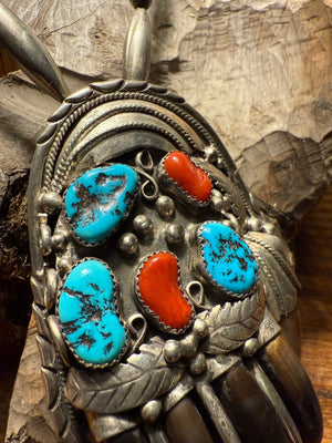 Zuni Black Bear Claw Pendant Necklace
